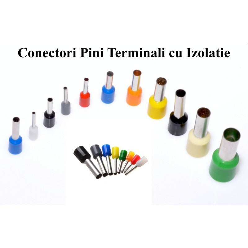 conectori pini terminali izolati in gama completa de marimi si culori pentru cabluri diferite