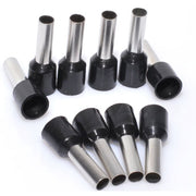 Pini terminali izolati negri 1.5mm² lungime 8mm, set 100 bucati, pentru conexiuni electrice sigure