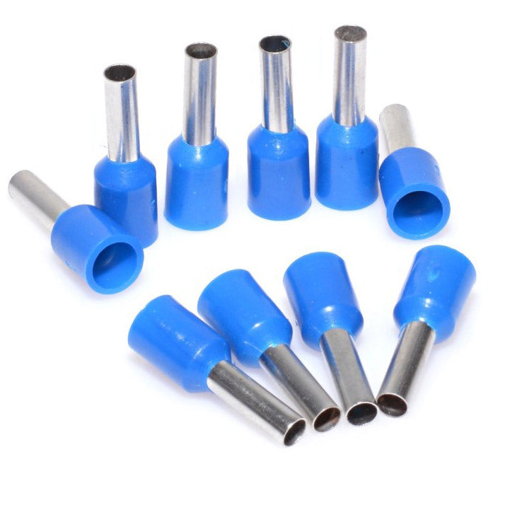Pin terminal izolat albastru 2.5mm, lungime pin 8mm, set 100 bucati pentru cabluri litate