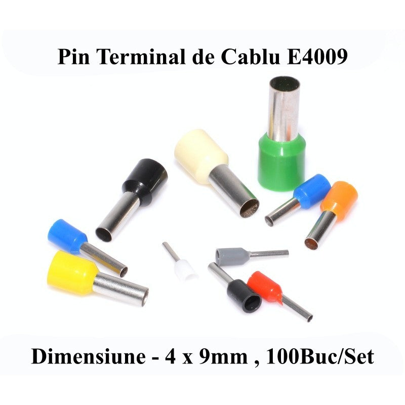 Pini terminali izolati 4x9mm disponibili in mai multe culori, set 100 bucati