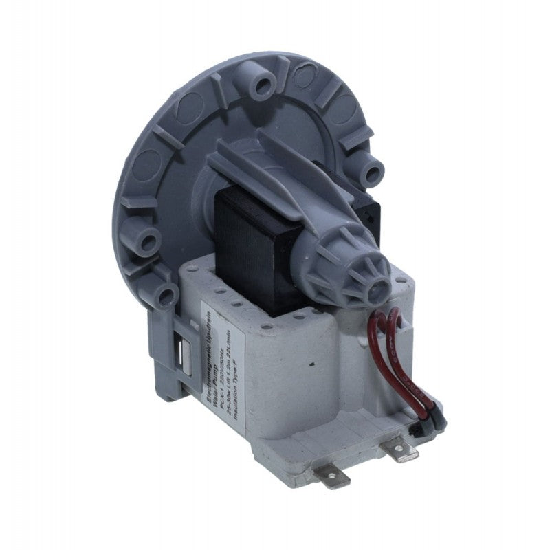 Pompa evacuare masina de spalat 220V, vedere spate cu bobina electromagnetica si conectori
