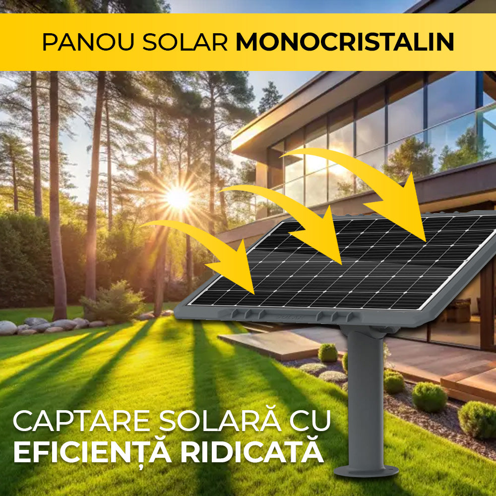 Panou solar monocristalin pentru banda LED, montaj exterior in gradina, captare solara eficienta