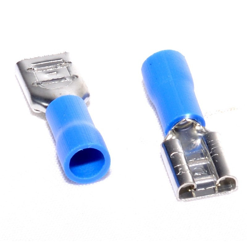 Papuc electric izolat mama 6,3mm, sectiune cablu 1,5-2,5mm², izolatie albastra, set 100 bucati