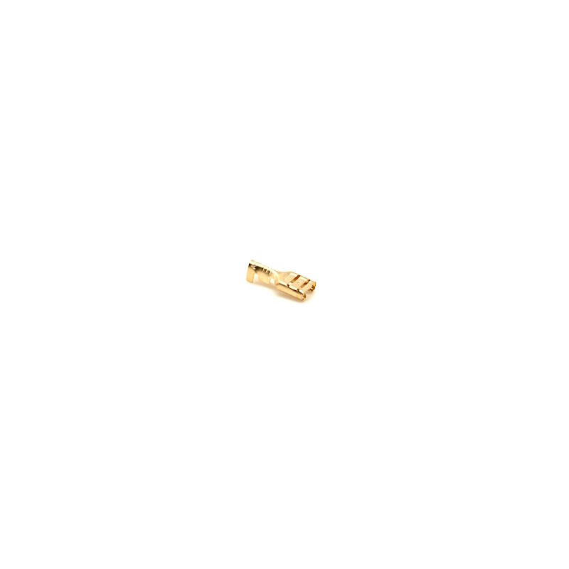 Terminal mama 6,3mm placat auriu, vedere laterala, profil compact pentru sertizare