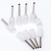 Pini terminali izolati albi 0,5mm2, pin 8mm, set 100 bucati pentru conexiuni electrice sigure