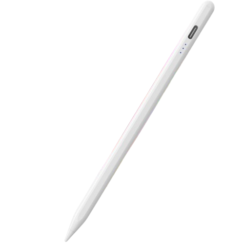 Stylus pen universal alb cu varf de 1,5 mm, incarcare USB-C si indicator LED, compatibil orice touchscreen