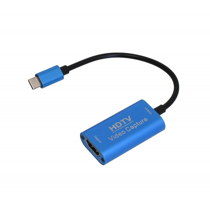 Placa captura HDMI to Type-C, intrare 4K 60Hz, iesire 1080p 60Hz, carcasa aluminiu albastra