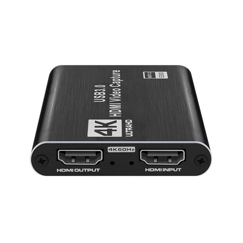 Placa de captura HDMI 4K 60Hz, vedere frontala cu porturi HDMI input si output vizibile