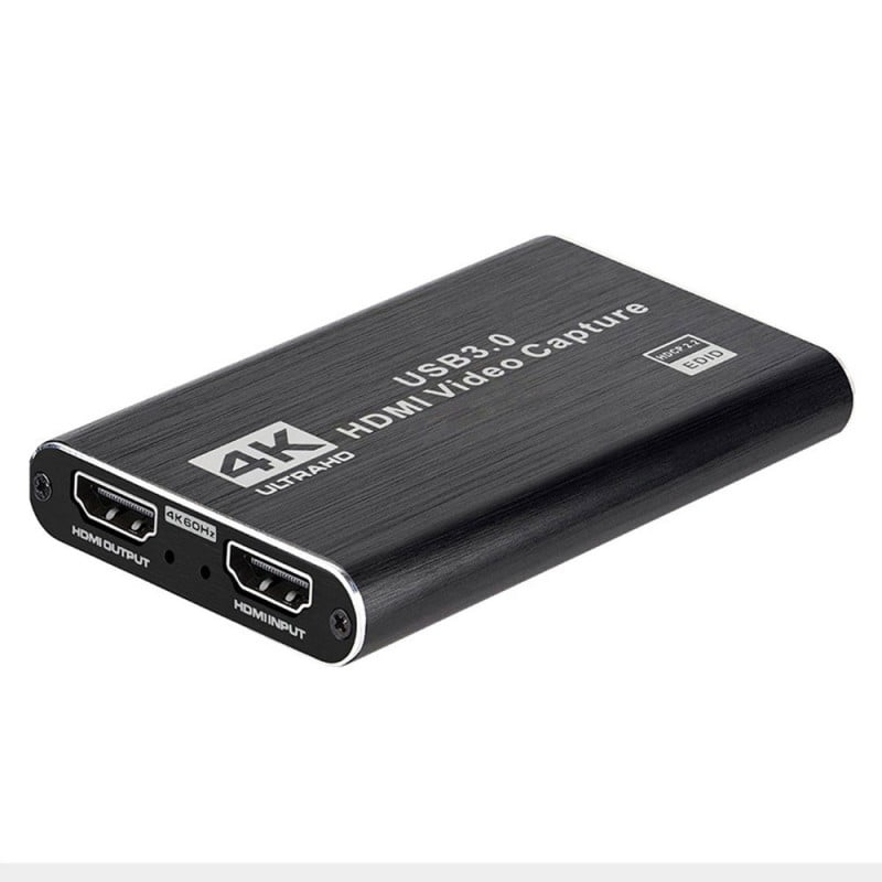 Placa de captura video HDMI 4K USB 3.0, rezolutie 4K 60Hz, carcasa aluminiu compacta, porturi HDMI input si output