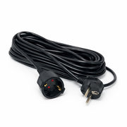 Prelungitor electric negru 15m, cablu cauciucat 3x1.5mm², 2500W, stecher si cupla Schuko