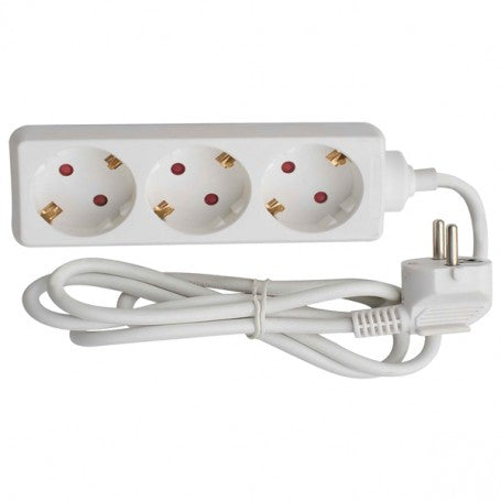 Prelungitor 3 prize cu protectie copii, cablu cupru 5m, 1500W, contact impamantare, alb