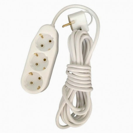 Prelungitor ceramic 3 prize cu cablu 5m, contacte alama, capacitate 2500W, stecher Schuko