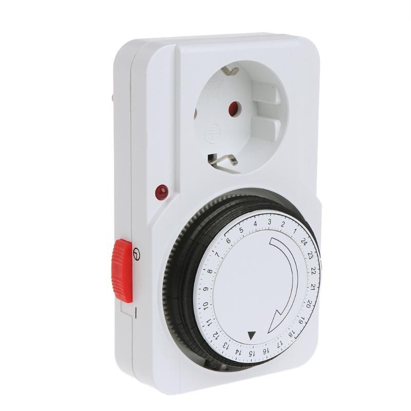 Priza programabila mecanica cu timer 24h, 16A, 3680W max, cadran rotativ pentru setare intervale de 15 minute
