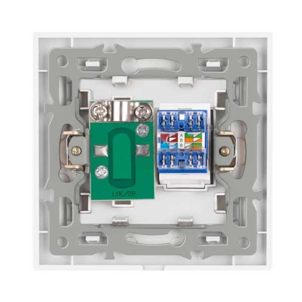 Mecanism interior priza TV + RJ45 Cat6, modul de conexiune cu borne colorate pentru cablare