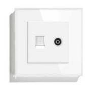 Priza TV + RJ45 Cat6 rama sticla securizata alba, montaj ingropat, port internet gigabit si conector TV 9.5mm