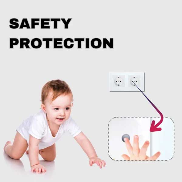 Priza dubla cu protectie integrata pentru copii, siguranta la contact accidental cu orificiile