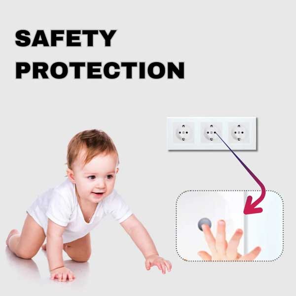 Priza tripla cu protectie integrata pentru copii, contacte blocate impotriva accesului accidental