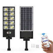 Lampa solara stradala LED 150W cu 300 LED-uri, senzor miscare, telecomanda inclusa si suport de perete