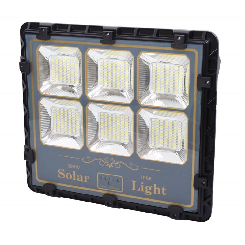 Proiector solar 300W IP66 cu 6 module SMD, vedere frontala detaliata