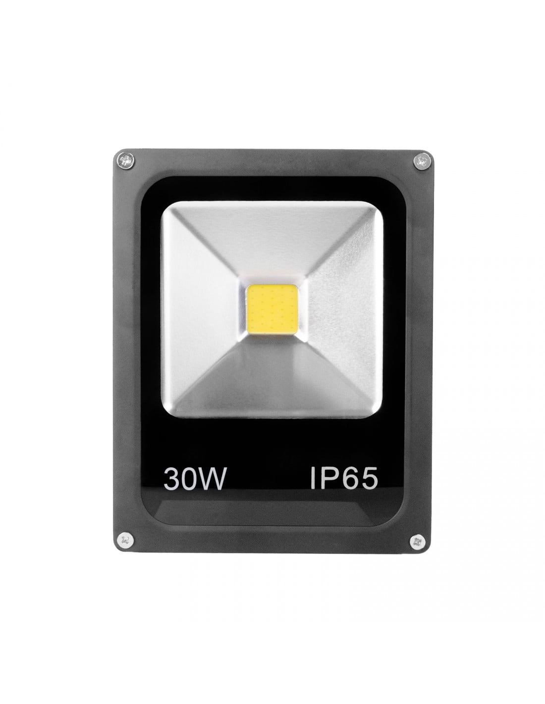 Proiector LED slim 30W IP65 vedere frontala, chip COB central, rama gri antracit