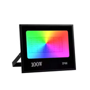Proiector LED RGB 100W IP66 cu telecomanda, lumina multicolora pentru exterior