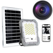 Proiector LED solar 100W cu camera supraveghere 1440P integrata, panou solar si control Wi-Fi prin aplicatie mobila