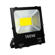 Proiector LED COB 150W IP66 pentru exterior, carcasa aluminiu negru, geam securizat, montaj pe suport reglabil