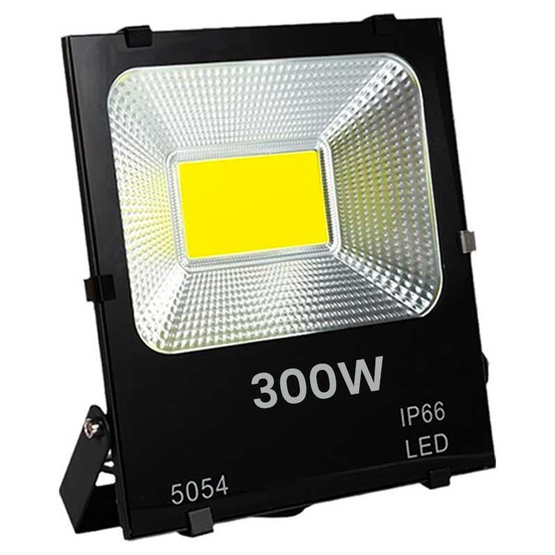 Proiector LED COB 300W IP66 pentru exterior, carcasa aluminiu negru, chip SMD 5054, iluminat industrial