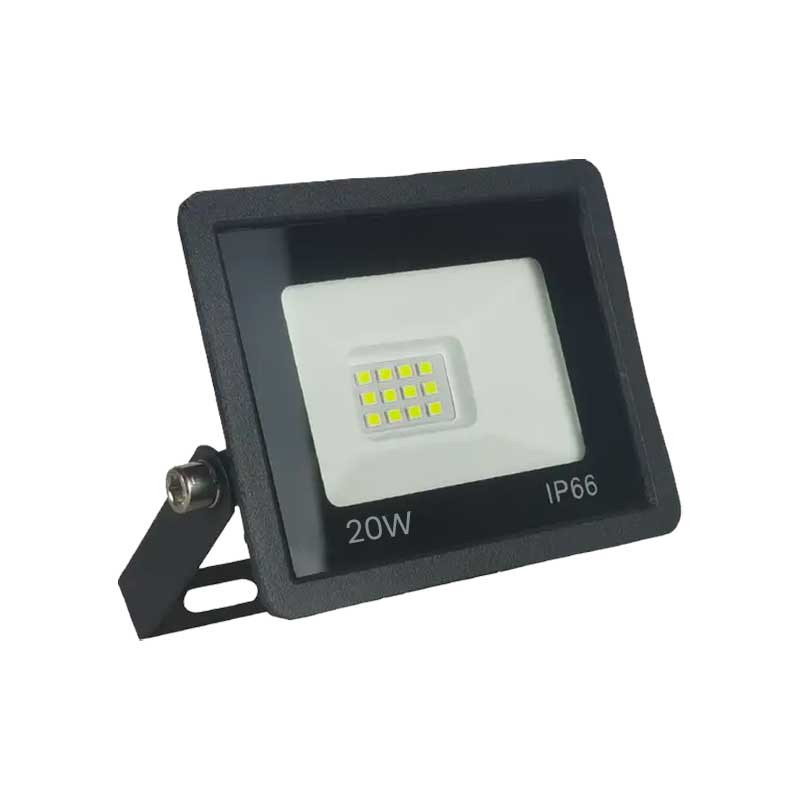 Proiector LED SMD 20W IP66 pentru exterior, carcasa neagra din aluminiu, montaj pe suport articulat