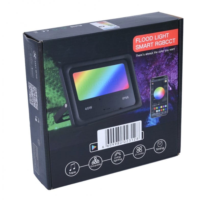 Cutie de ambalaj proiector smart RGBCCT 40W IP66 cu 27 moduri de iluminat si control Bluetooth