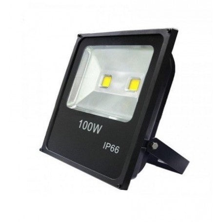 Proiector LED slim 100W IP66, carcasa aluminiu negru, dual COB, iluminat exterior puternic 7500 lumeni