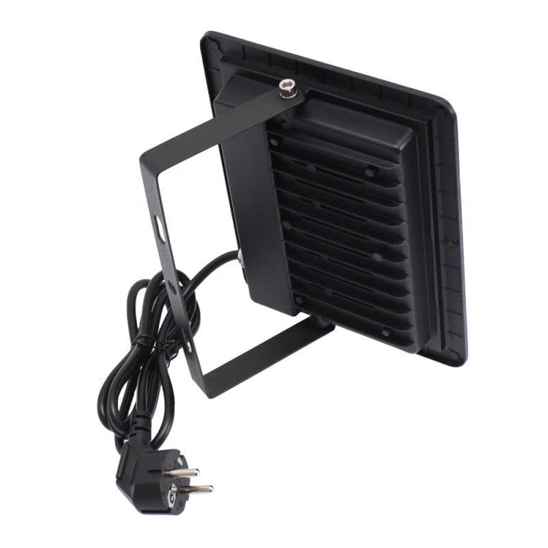 Proiector LED exterior 60W, vedere spate cu radiator termic si suport reglabil metalic