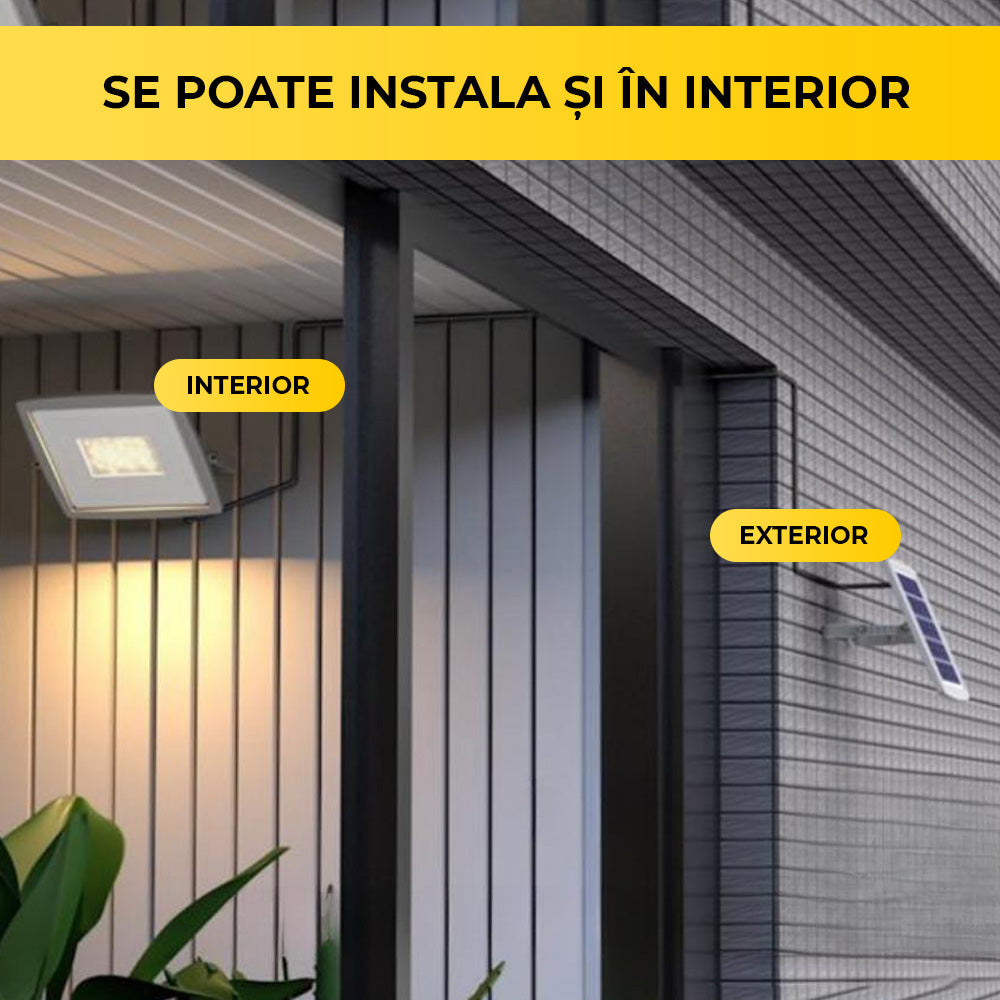 Proiector solar LED utilizat atat la interior cat si la exterior, versatilitate montaj