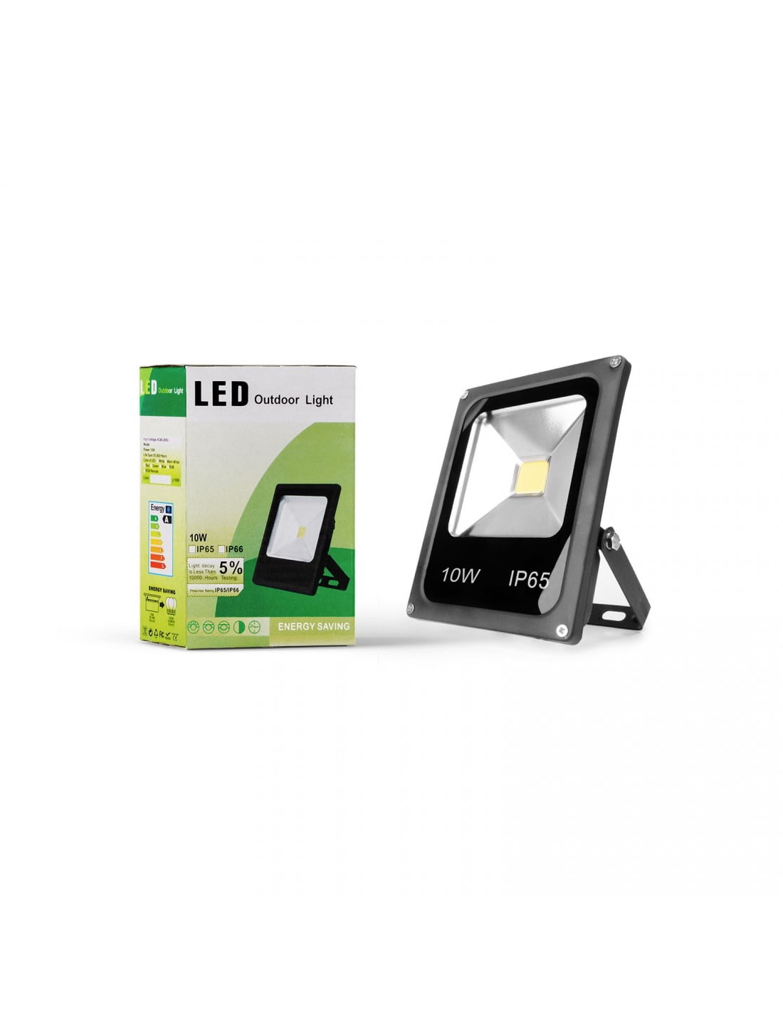 Proiector LED slim 10W IP65 cu cutie de ambalaj, set complet pentru iluminat exterior