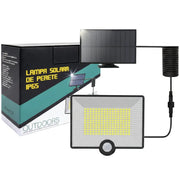 Proiector LED solar 40W IP65 cu senzor de miscare PIR si panou solar detasabil, 204 LED-uri, montaj perete