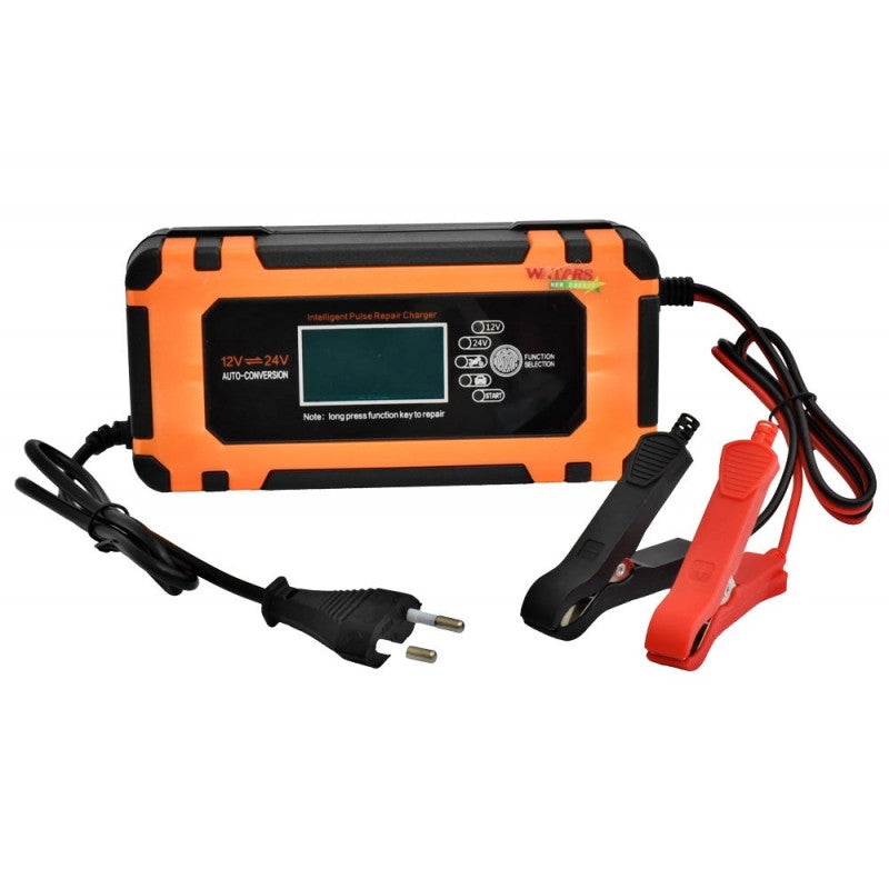 Redresor auto inteligent 12V-10A / 24V-5A cu display LCD, cleme si cablu alimentare 220V