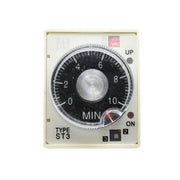 Releu de timp mecanic reglabil 220V, 4 plaje temporizare 10s-60min, cadran rotativ cu scala MIN