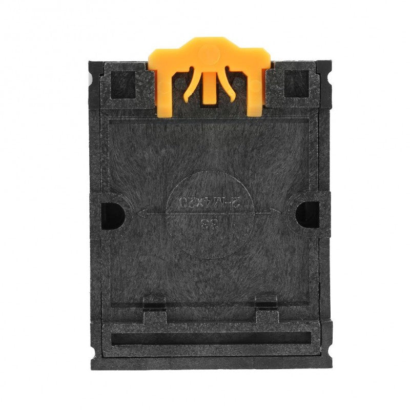 Soclu DIN pentru releu temporizator mecanic, vedere spate cu sistem de prindere tip clip
