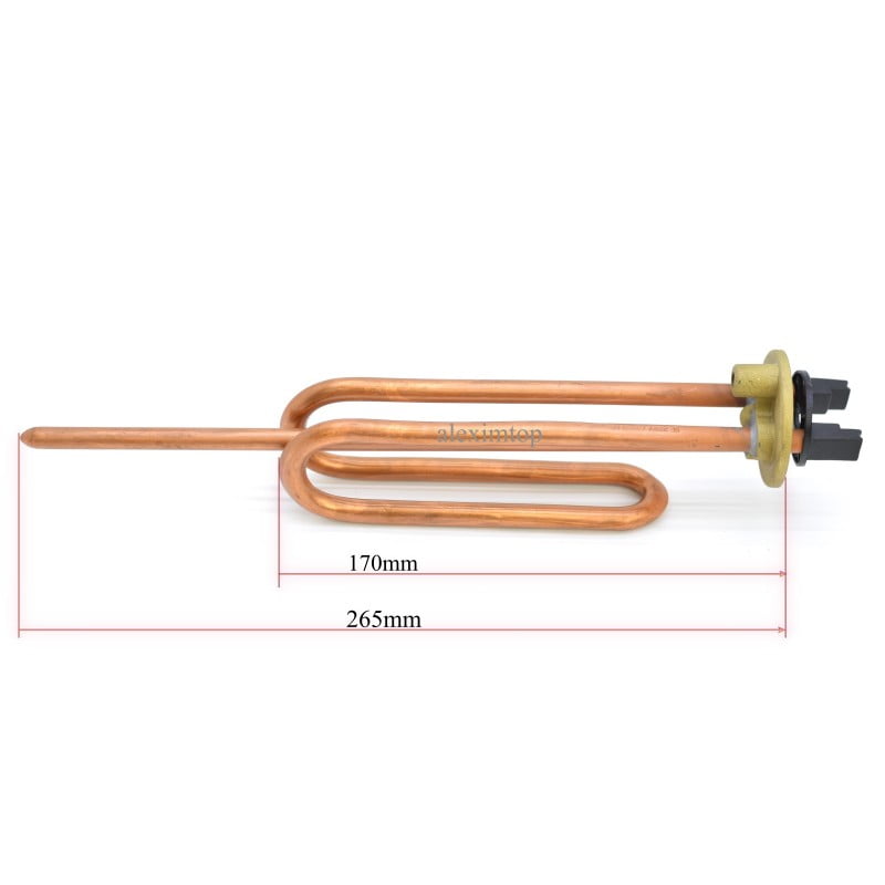Rezistenta boiler din cupru 1500W cu cote 170mm si 265mm, flansa PLQ pentru montaj