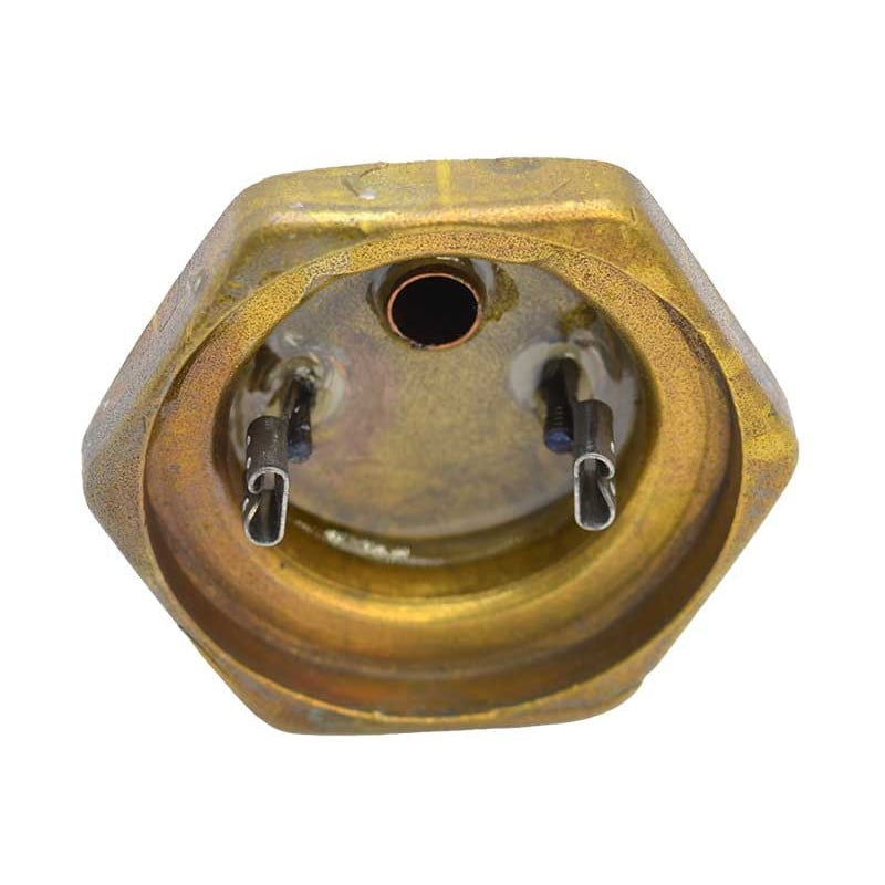 Flansa hexagonala alama rezistenta boiler cu terminale electrice si orificiu termostat, vedere frontala