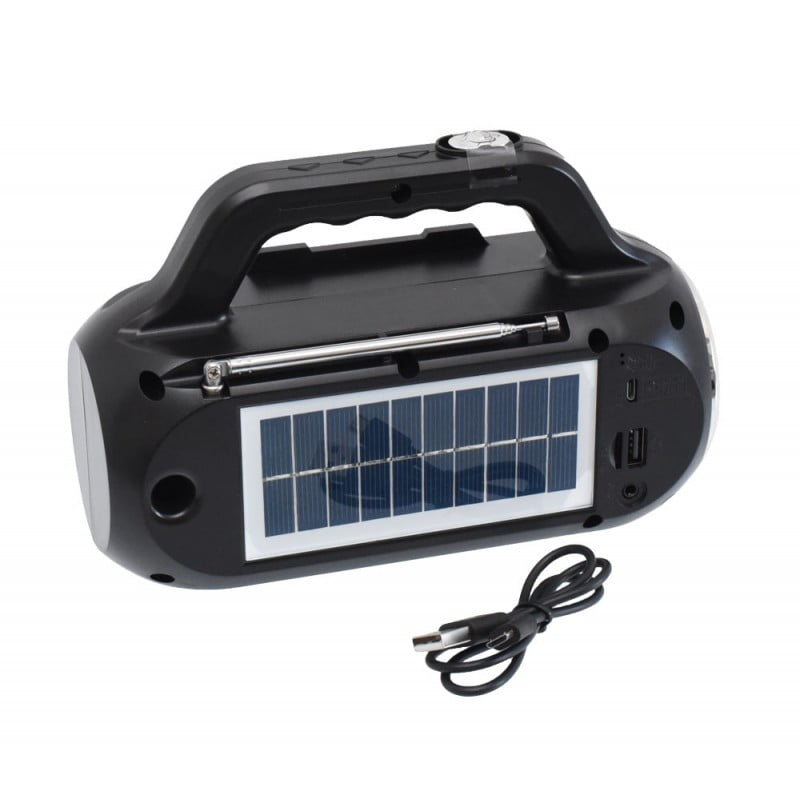 Radio solar portabil cu panou solar si cablu USB de incarcare inclus in pachet