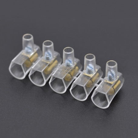 Set 5 reglete electrice tip pahar 500V 2,5mm, izolatie transparenta, contact alama cu surub de fixare