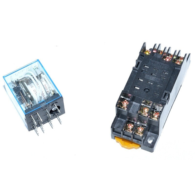 Releu electromagnetic 24V DC si soclu PYF11A separate, kit complet gata de instalare