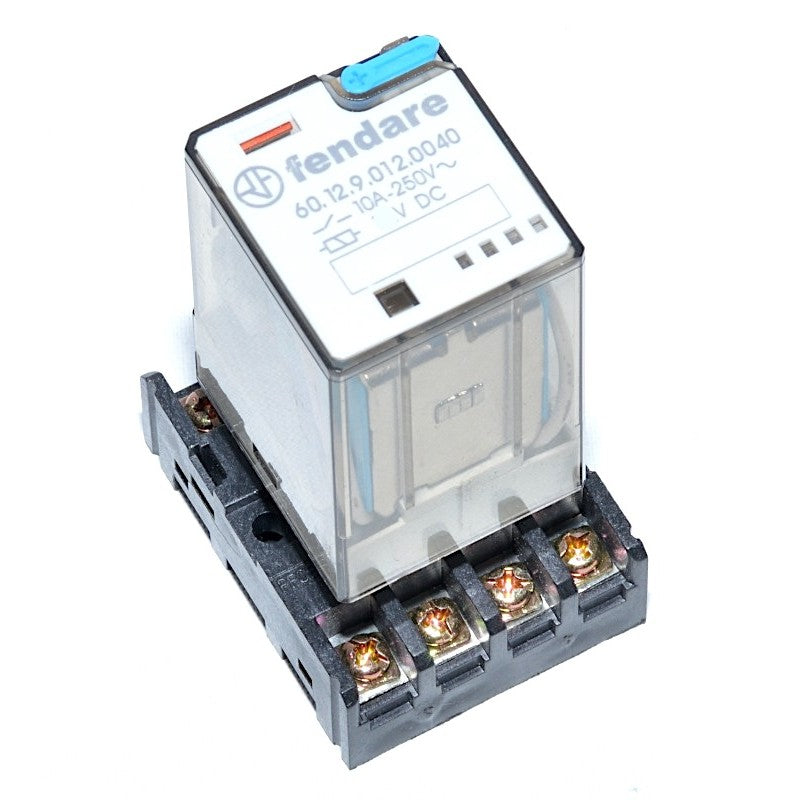 Releu electromagnetic industrial 12V DC, 10A, 250V AC, cu soclu 8 pini inclus, corp transparent