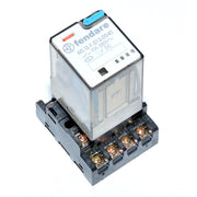 Releu electromagnetic industrial 24V DC cu soclu, 11 pini, comutare 10A 250V AC, carcasa transparenta