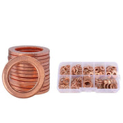 Set 100 saibe cupru etansare, 6 diametre (O6-O14 mm), cu cutie compartimentata transparenta pentru organizare