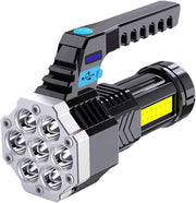 Lanterna LED portabila reincarcabila USB, 9 LED-uri, baterie 2400mAh, panou COB lateral, maner ergonomic