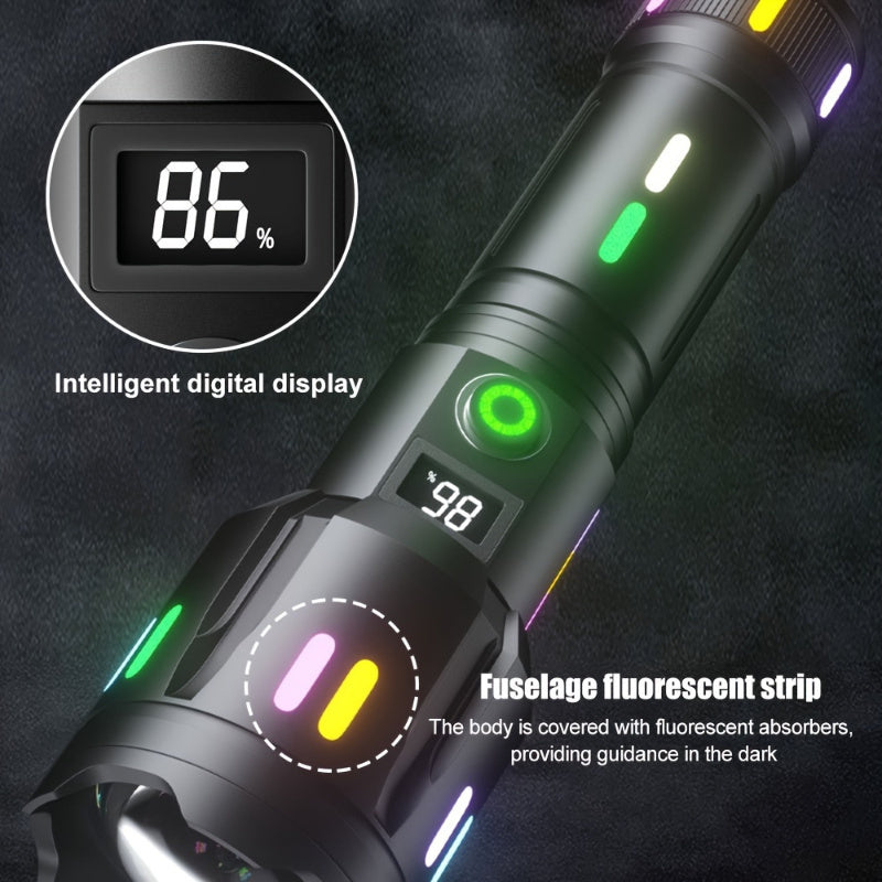 Lanterna LED cu afisaj digital inteligent 98% si benzi fluorescente vizibile in intuneric