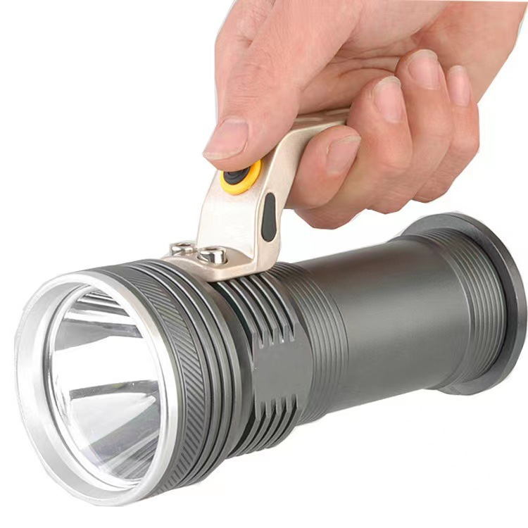 Lanterna portabila LED tinuta in mana, maner ergonomic aluminiu, cap LED lat cu lentila