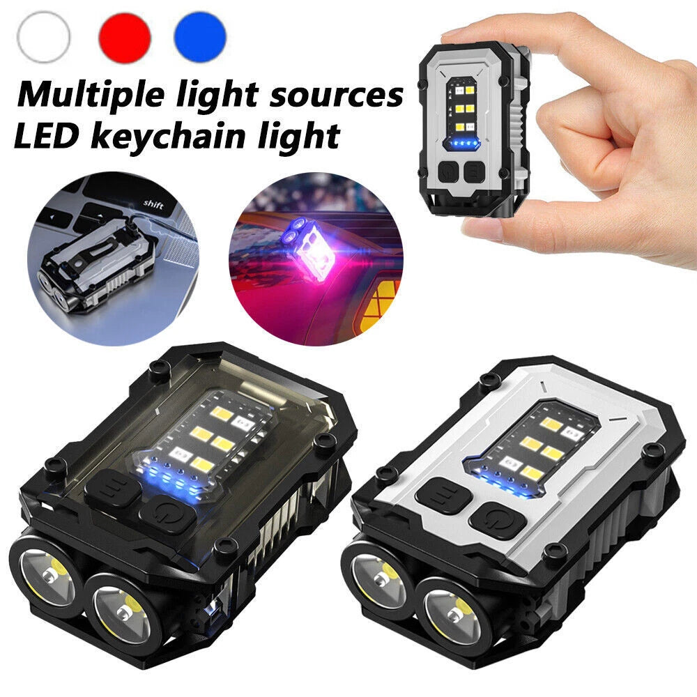 Lanterna mini tip breloc cu surse multiple LED si COB, disponibila in varianta neagra si argintie